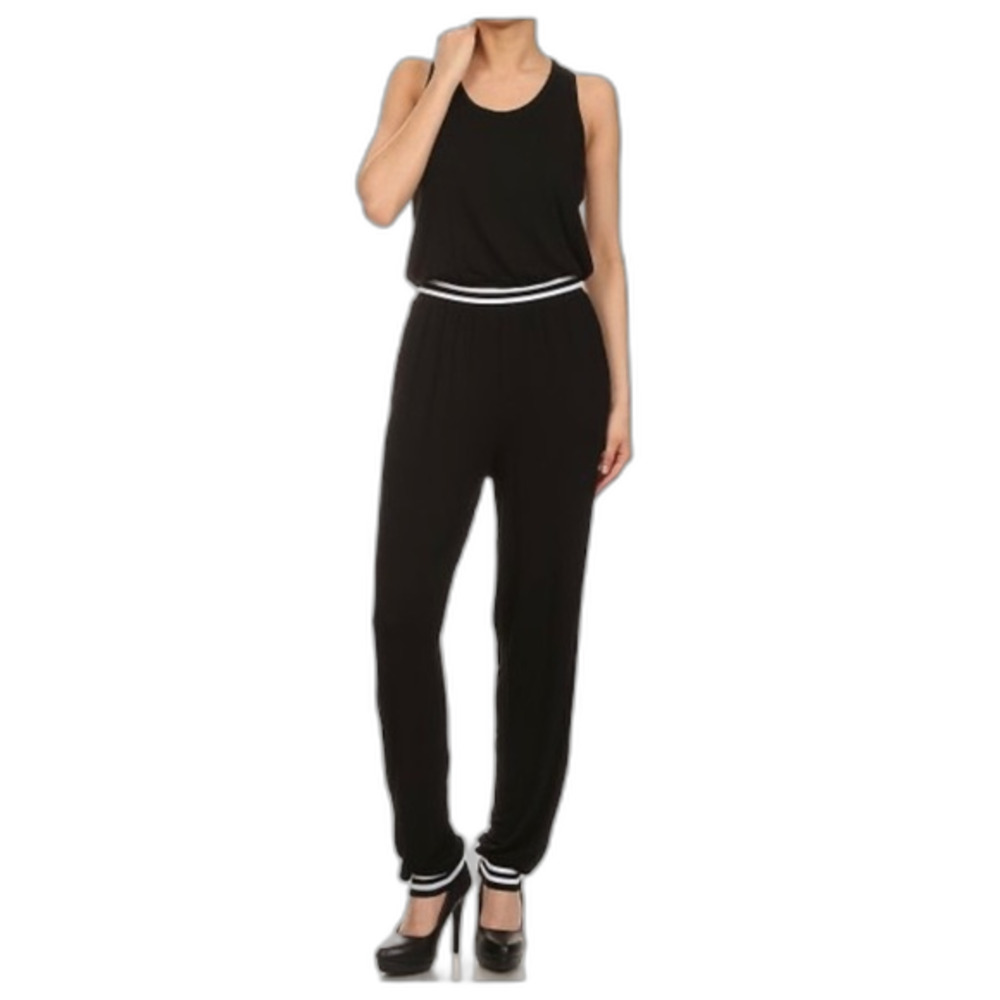 Vintage 90s Rolla Coster Sleeveless Black White Jersey Racerback Jumpsuit Size S